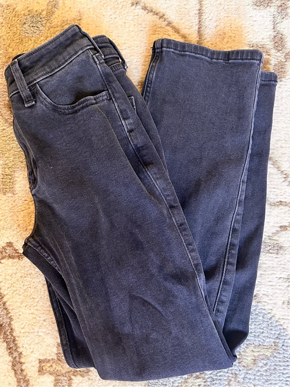 Hollister High-Rise Straight Jeans W24 Short Washed Black Charcoal